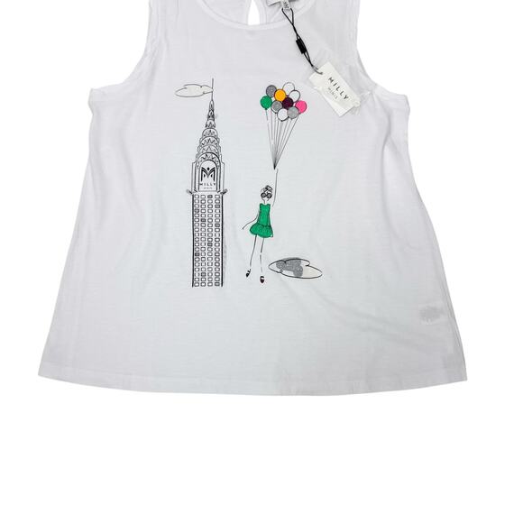 Milly NYC Girls Graphic Sleeveless Top Size 14‎ White NWT - Picture 4 of 7